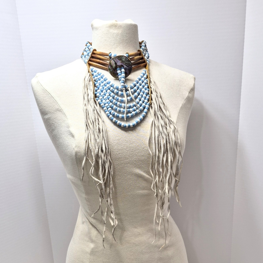 Native American Choker With leather fringe